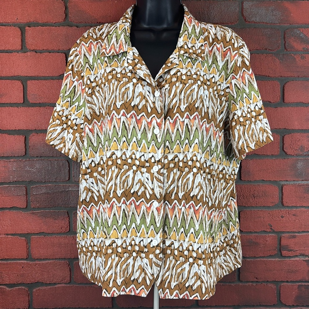 Alfred Dunner Shirt Womens 18 Button Down‎ Geometric